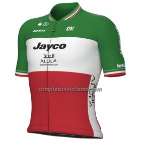 Maglia 2023 Jayco Alula Green Campione Italiano Manica Corta Rosso Bianco